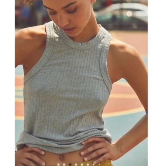 Free People Movement Blissed Out Gray Ribbed Racerback Tank Small - Picture 1 of 10